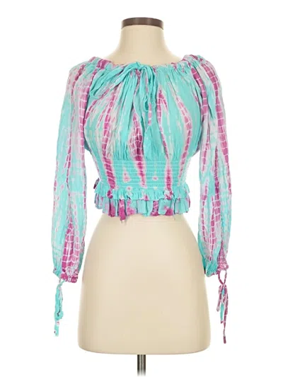 Pre-owned Surf Gypsy 3/4 Sleeve Blouse In Blue