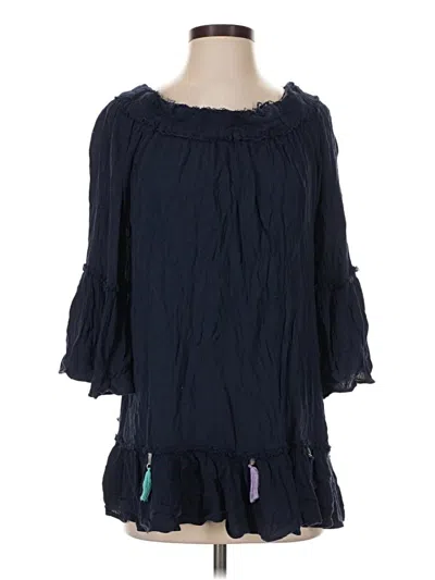 Pre-owned Surf Gypsy 3/4 Sleeve Blouse In Blue