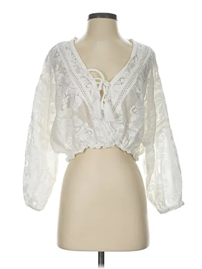 Pre-owned Surf Gypsy 3/4 Sleeve Blouse In Ivory