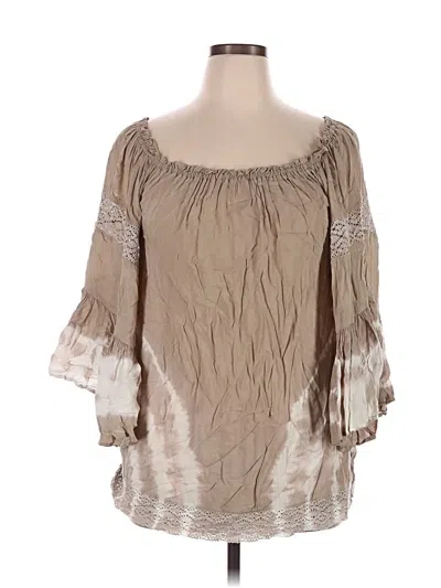 Pre-owned Surf Gypsy 3/4 Sleeve Blouse In Tan