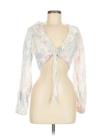 Pre-owned Surf Gypsy 3/4 Sleeve Blouse In White