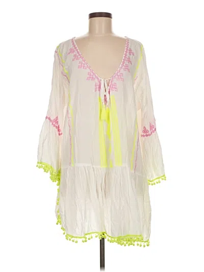 Pre-owned Surf Gypsy 3/4 Sleeve Blouse In White
