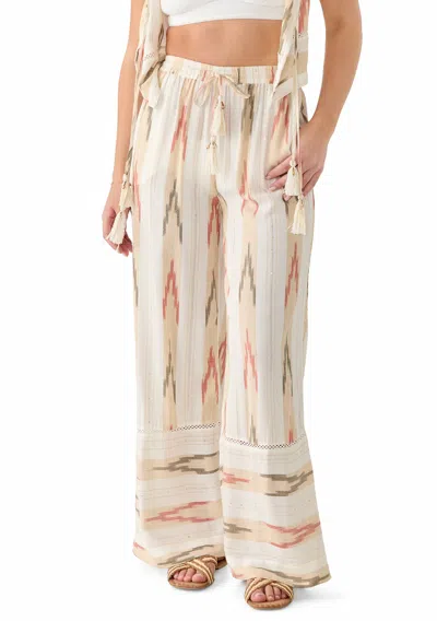 Surf Gypsy Aztec Stripe Pants In Ivory, Gold, Red In Neutral