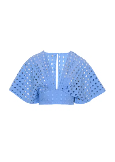Surf Gypsy Box Eyelet Blue Kimono Top