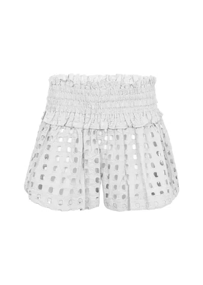 Surf Gypsy Box Eyelet White Mini Skort In Silver