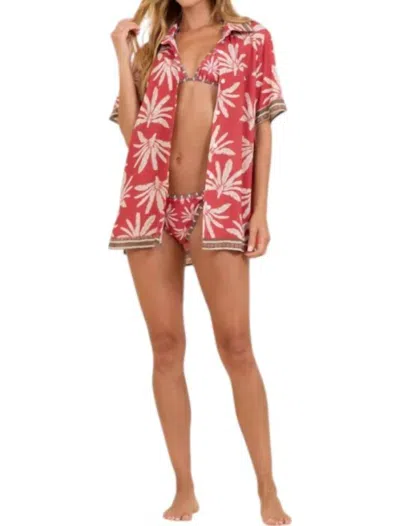 Surf Gypsy Crepe Button Down Shirt In Palm Island