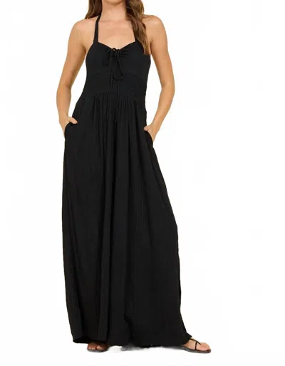 Surf Gypsy Crinkle Jumpsuit In Black