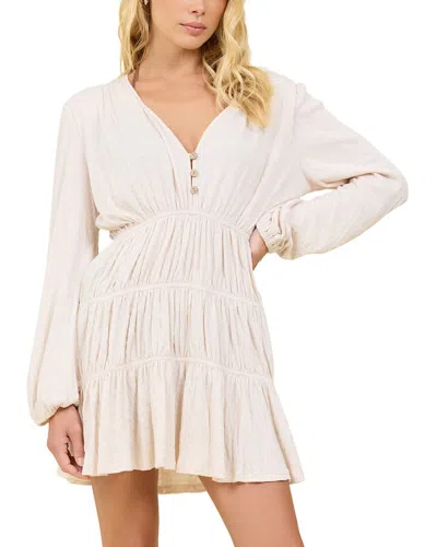 Surf Gypsy Crinkle Knit Tiered Dress In Neutral