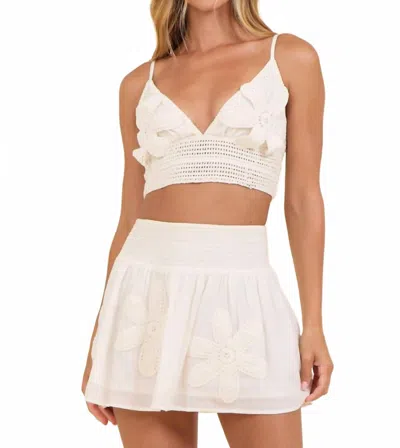 Surf Gypsy Crochet Floral Crop Top In White