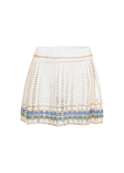 Surf Gypsy Crochet With Stripe Trim Skirt In Multi