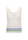 Surf Gypsy Crochet With Stripe Trim Tank Top In Multi