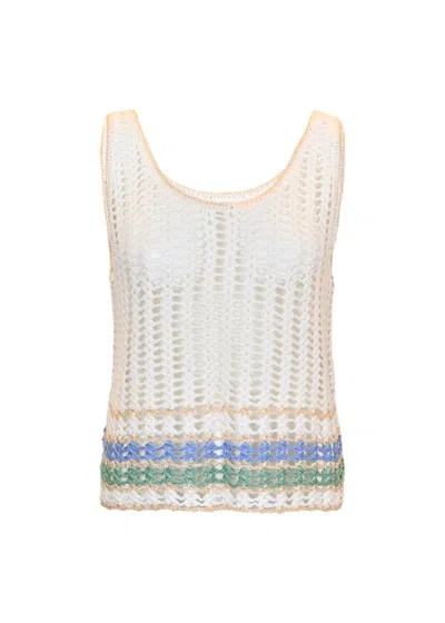 Surf Gypsy Crochet With Stripe Trim Tank Top