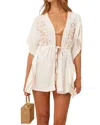 Surf Gypsy Gauze Floral Embroidery Kimono In Ivory In Multi