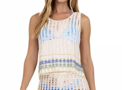 Surf Gypsy I See You Mesh Stripe Trim Tank Top In Natural