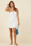 Surf Gypsy Ivory/tonal Blue Stars Lurex Stripe Star Dress In White