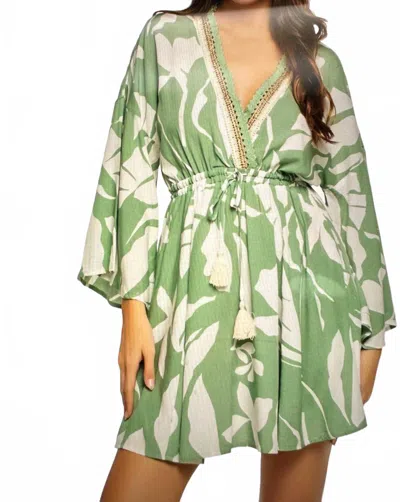 Surf Gypsy Leaf Printed Dress In Green
