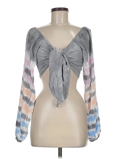 Pre-owned Surf Gypsy Long Sleeve Blouse In Gray