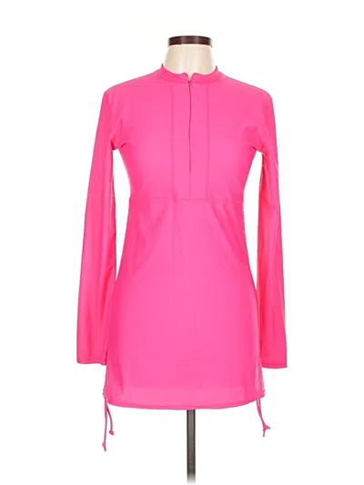 Pre-owned Surf Gypsy Long Sleeve Top Pink Keyhole Neckline Tops