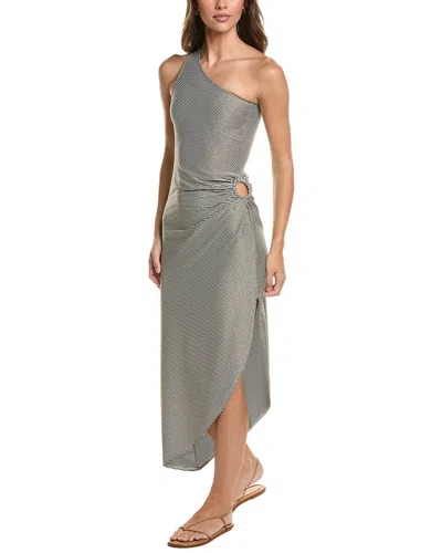 Surf Gypsy Lurex Rib One-shoulder Maxi Dress In Brown