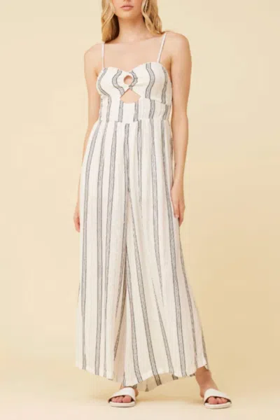 Surf Gypsy Lurex Stripe Jumpsuit In White