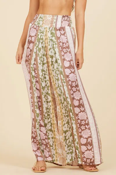 Surf Gypsy Pacific Tropical Satin Printed Flowy Pants In Multi