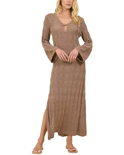 Surf Gypsy Plunge Diamond Knit Maxi Dress In Nude