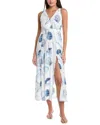Surf Gypsy Printed Rayon Crepe Maxi Dress In La Mer Seashell In White