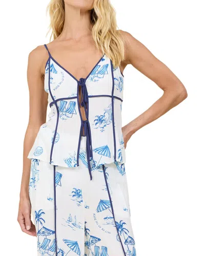 Surf Gypsy Printed Tie Front Tank In White