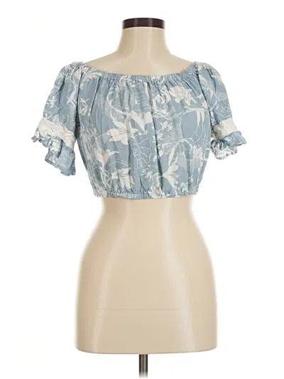 Pre-owned Surf Gypsy Short Sleeve Blouse In Blue