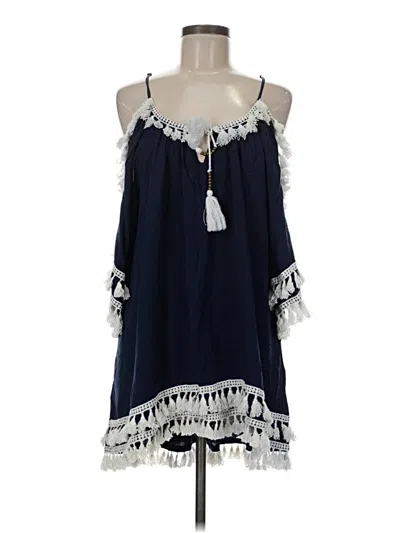 Pre-owned Surf Gypsy Sleeveless Top Blue Cold Shoulder Neckline Tops
