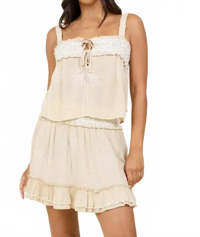 Surf Gypsy Smocked Skirt With Palm Tree Detail In Beige In Neutral