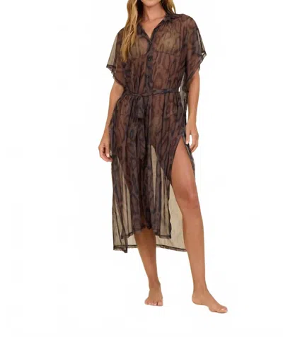 Surf Gypsy Snakeskin Black/brown Mesh Coveup In Brown/black