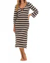 Surf Gypsy Stripe Plunge Textured Woven Maxi Dress In Havana In Brown