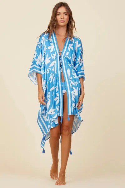 Surf Gypsy Summer Breeze Print Kimono In Blue