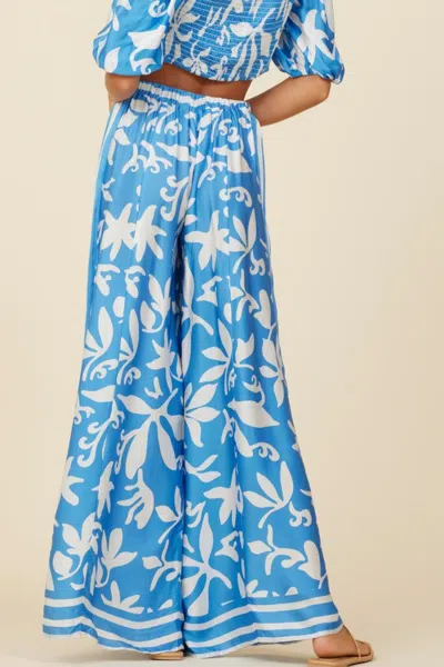 Surf Gypsy Summer Breeze Print Satin Pants In Blue
