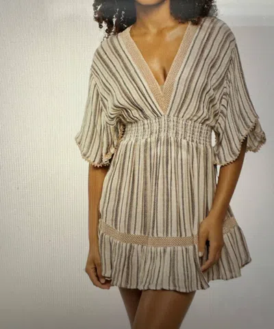 Surf Gypsy Tribal Stripe Coverup In Beige