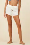 Surf Gypsy White Vertical Stripe Crochet Short In White