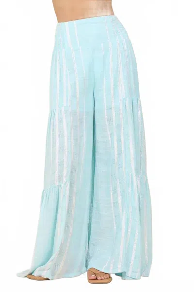 Surf Gypsy Women's Smocked Wide Leg Pants In Crystal Blue