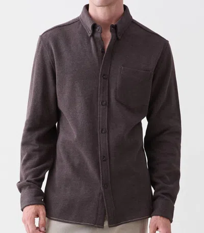 Surfside Supply Brian Long Sleeve Soft Rib Knit Shirt In Dark Heather Brown In Black