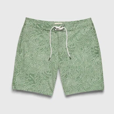 Surfside Supply Co. Duke 7.25" Doodle Boardshort In Green