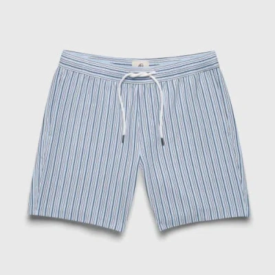 Surfside Supply Co. Jimmy 6.5" Seersucker Stripe Volley Swim Trunks In Blue