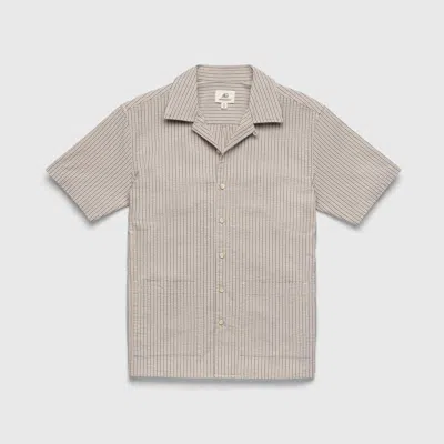 Surfside Supply Co. Nate Crinkle Stripe Cabana Shirt In Brown