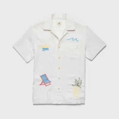 Surfside Supply Men's Mariner Embroidered Camp Shirt In White