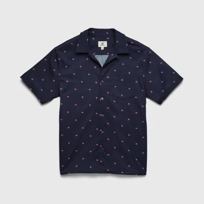 Surfside Supply Men's Mariner Printed Camp Collar Shirt In Palm Navy In Multi
