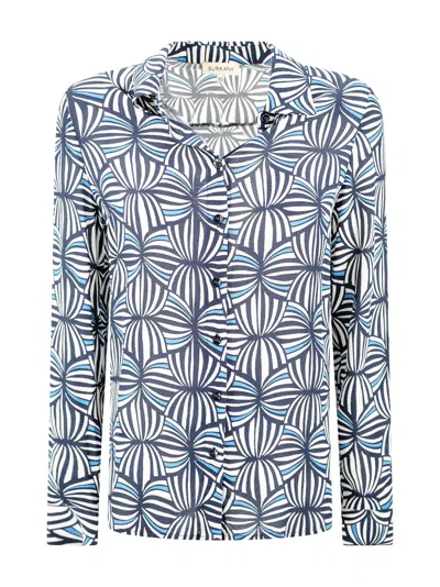 Surkana Printed Crepe Shirt With Long Sleeves Marino