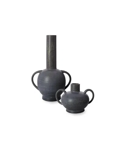 Surya Acanceh Vase, Set Of 2 In Black