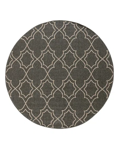 Surya Alfresco Alf A Round Area Rug, 5'3 X 5'3 In Black
