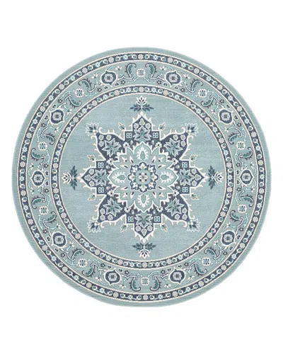 Surya Alfresco Alf-k Round Area Rug, 7'3 X 7'3 In Gray