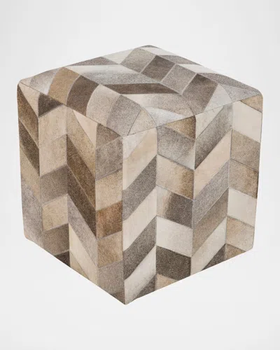 Surya Appalachian Hair On Hide Pouf In Brown