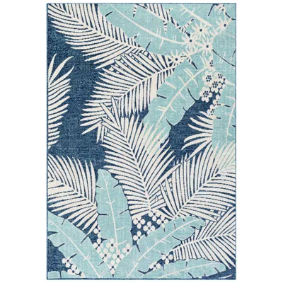 Surya Bodrum Bdm-2324 6'11"x9' Taupe And Aqua Outdoor Area Rug In Blue